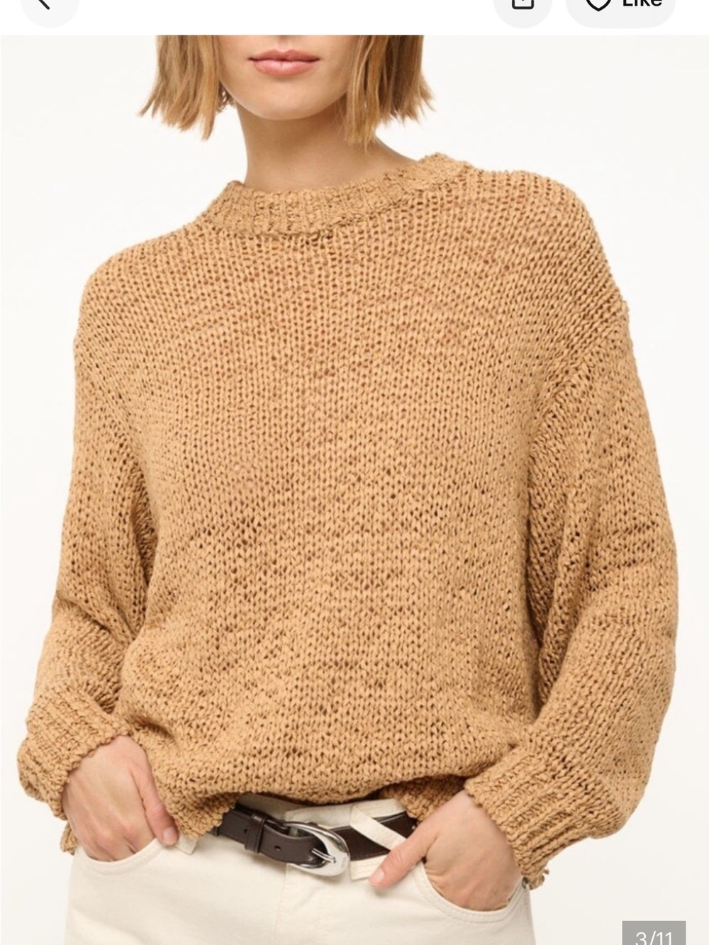 STAUD women’s Crewneck Sweater in Camel Tan